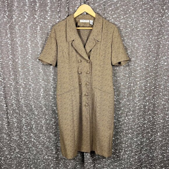 Chaus Petite Dresses Brown and Black Dress W/‎ Buttons Size 10 - Picture 1 of 4